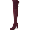 Women's Suede Burgundy Chunky Heel Boots - Čizme - $129.99  ~ 111.65€