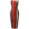 Women's Tight Fit Pinstripe Print Body-Con Tube Midi Dress - Dresses - $11.97 