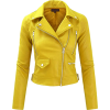 Womens Yellow Moto Biker Leather Jacket - Jakne i kaputi - $251.00  ~ 1.594,50kn