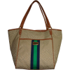 Womwn's Large Tommy Hilfiger Tote (Beige/Brown/Navy & Green Stripe Large Logo) - Hand bag - $99.00 
