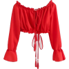 Word shoulder strap long sleeve top - Camisa - curtas - $23.99  ~ 20.60€