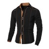 YANG-YI Mens Fashion Personality Shirt Casual Long-sleeved Shirt Top Blouse - Long sleeves shirts - $7.57 