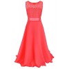 YMING Girls Lace Party Dress Sleeveless Chiffon Wedding Long Dress - Dresses - $32.99 