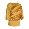 YMING Women's Summer Casual Blouse Short Sleeve Shirt Plus Size Sequin Cold Shoulder Top - 半袖衫/女式衬衫 - $28.99  ~ ¥194.24