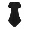 YMING Women's Summer Casual Shirt Dress Round Neck Asymmetrical Hem Top Solid Color Blouse - Košulje - kratke - $25.99  ~ 165,10kn