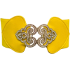 Yellow French Curved Buckle Rhinestone Elastic Belt - Cinturones - $15.00  ~ 12.88€