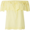 Yellow Broderie Frill Bardot Top - Shirts - $37.00 