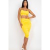 Yellow Cut-out Tie Side Crop Top & Ruched Midi Skirt Set - 连衣裙 - $16.50  ~ ¥110.56