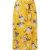 Yellow Floral Print Midi Skirt - Skirts - 