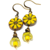 Yellow Flower Glass Bead Earrings - Earrings - $17.00 
