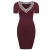 Yidarton Women V Neck Basic Knit Bodycon Mini Dress Short Sleeve - Dresses - $6.99 