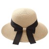 Yidarton Women's Summer UPF50 Foldable Straw Wide Brim Bucket Fedora Sun Beach Hat - 有边帽 - $9.99  ~ ¥66.94