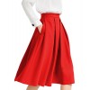 Yige Women's High Waist Flared Skirt Pleated Midi Skirt With Pocket - 裙子 - $11.88  ~ ¥79.60