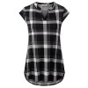 Youtalia Women's Casual Cap Sleeve Notch V Neck Plaid Tunic Blouse Shirts - 半袖衫/女式衬衫 - $39.99  ~ ¥267.95