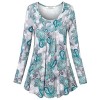 Youtalia Women's Casual Scoop Neck Long Sleeve Pleated Front Floral Printed Tunic Tops - Shirts - $39.99  ~ £30.39