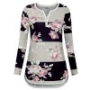 Youtalia Women's Long Sleeve Floral Printed Shirts V Neck Casual Striped Blouse Tops - Koszule - krótkie - $39.99  ~ 34.35€