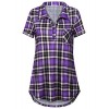 Youtalia Women's Summer Short Sleeve Plaid Blouses Button Down T Shirt Casual Tunics - Shirts - $38.86 