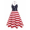 Ytwysj Women's Halter Neck Sleeveless 4th July American Flag Stars Stripes Print Casual Shirt Dress Tank Mini Swing Dress - sukienki - $17.99  ~ 15.45€
