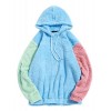 ZAFUL Men's Color Block Fuzzy Hoodie Drawstring Fluffy Fleece Pullover Hoodie - Shirts - $19.99 