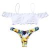 ZAFUL Off Shoulder Swimsuits for Women Two Pieces Floral Padded Beachwear Bikini Sets - Kopalke - $8.99  ~ 7.72€