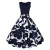 ZAFUL Women 1950s Floral Print Polka Dot Vintage Flare Dress Pin up A Line Dress Ball Gown - Dresses - $16.99 
