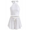 ZAFUL Women Bikini Set Sexy Halter Neck Backless Two Pieces Suit Crop Top with Shorts Holiday Wear - 水着 - $19.99  ~ ¥2,250