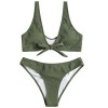 ZAFUL Women Bowtie Ribbed Bikini Set Texture Tied Scrunch Butt Swimsuit Padded Bathing Suit - Costume da bagno - $10.99  ~ 9.44€