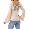 ZAFUL Women Butterfly Pattern Lace Back T Shirt Long Sleeve Blouse - Shirts - $23.99 