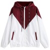 ZAFUL Women Color Block Hooded Windbreaker Long Sleeve Casual Jacket - Outerwear - $19.99 