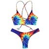 ZAFUL Women Colorful Criss Cross Tie Dye Braided Bikini Set Beachwear Bathing Suits - Kupaći kostimi - $9.99  ~ 8.58€