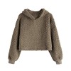 ZAFUL Women Crop Hoodies Fluffy Boxy Solid Color Short Pullover - Shirts - $18.99  ~ £14.43