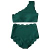 ZAFUL Women High Waist Scalloped One Shoulder Bikini Set Asymmetrical 2 PCS Swimsuit Padded - Swimsuit - $13.99 