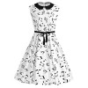 ZAFUL Women Plus Size Music Notes Printed Swing With Belt Dress - Kleider - $29.99  ~ 25.76€
