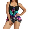 ZAFUL Women Plus Size Swimsuit Graphic Front Knot Tankini Set Butterfly Print Blouson Bathing Suit - 水着 - $13.99  ~ ¥1,575