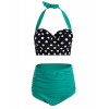 ZAFUL Women Plus Size Tankini Halter 2PCS High Waist Bikini Swimsuits Underwire Bathing Suit - Swimsuit - $16.99 