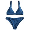 ZAFUL Women Solid Two Piece Padded Triangle Swimwear Bikini Set Cutout Strappy Bathing Suits - 水着 - $9.99  ~ ¥1,124