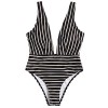 ZAFUL Women Striped Bathing Suit Retro One Piece Backless Swimsuit High Waisted Pin up Swimwear - 泳衣/比基尼 - $9.99  ~ ¥66.94