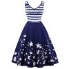 ZAFUL Women Summer Stars Printing Retro Party Dress V Neck Sleeveless Vintage Tea Dress - Dresses - $14.99 