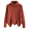 ZAFUL Women Turtleneck Cable Knit Pullover Sweater - 半袖衫/女式衬衫 - $31.99  ~ ¥214.34