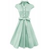 ZAFUL Women's 1950s Cap Sleeve Swing Vintage Party Cocktail Dress Lapel Collar Button Flared Dress Multi Colored - Dresses - $26.99 