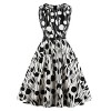 ZAFUL Womens 1950s Sleeveless Polka Dot Cocktail Swing A-Line Party Dress with Belt - Dresses - $16.99 