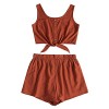 ZAFUL Women's 2 Piece Outfit Sleeveless Button up Crop Top and Shorts Set - Shorts - $17.99 
