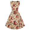 ZAFUL Women's 50s Vintage Floral Sleeveless Dress Spring Garden Swing Party Picnic A Line Cocktail Dress - Dresses - $9.99 