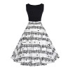 ZAFUL Women’s 50s Vintage Sleeveless Music Notes Tea Dress Cocktail Party A-Line Midi Dress - ワンピース・ドレス - $39.99  ~ ¥4,501