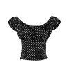 ZAFUL Women's 50s Vintage Top Shrink Fold Short Sleeve Ruched Retro Polka Dot Top Tee - Top - $26.99 
