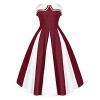 ZAFUL Women’s 50s Vintage Tube Top Strapless Dress Lace Trim Swing Knee Length Cocktail Dress - Dresses - $39.99 