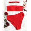 ZAFUL Womens Bandeau Lace-up High Cut Solid Color Bikini Set - Swimsuit - $24.99 