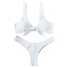 ZAFUL Women's Cute Tie Knotted Padded Thong Bikini Pure Color Swimsuits - Swimsuit - $24.99 