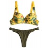 ZAFUL Women's Fashion Flowers Leaf Print Bra High Elastic Bottom Bathing Suit - 泳衣/比基尼 - $19.99  ~ ¥133.94