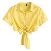 ZAFUL Women's Fashion Plaid Tie Knotted Button Down Shirts Crop Top - Shirts - $23.99 